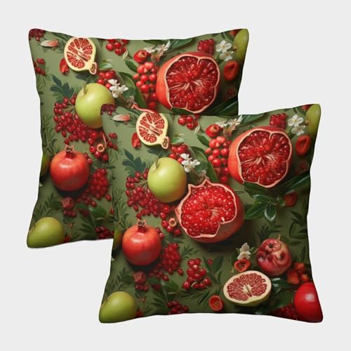 KKPBHTYVG Granatapfel Kissenbezug 2er Set Kissenbezüge Wohnzimmer Kissenhülle Couchkissen Polyester Polster Textil Für Sofa Bett Garten Balkon Kinderzimmer Dekokissen 40x40cm von KKPBHTYVG