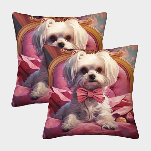 KKPBHTYVG Maltesisch Kissenbezug 2er Set Kissenbezüge Wohnzimmer Kissenhülle Couchkissen Waschbar Kopfkissenbezug Für Sofa Schlafzimmer Couch Outdoor Deko Kissen 40x40cm von KKPBHTYVG