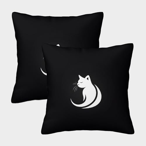 KKPBHTYVG Tier KatKissenbezug 2er Set Kissenbezüge Wohnzimmer Kissenhülle Sofakissen Polyester Polster Textil Für Sofa Stuhl Bett Garten Zierkissen 45x45cm von KKPBHTYVG