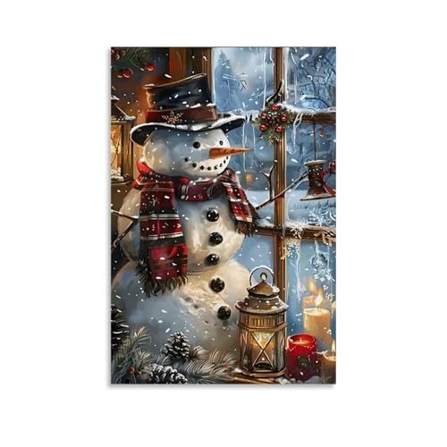 KKPLO Klassisches Schneemann-Poster, dekoratives Gemälde, Leinwand, Wandposter und Kunstdruck, modernes Familienschlafzimmer-Dekor-Poster, 20 x 30 cm von KKPLO