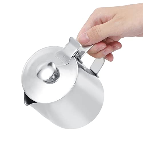 350 ml Edelstahl-Krug mit Deckel zum Aufschäumen von Milchkaffee, Latte von KKPLZZ