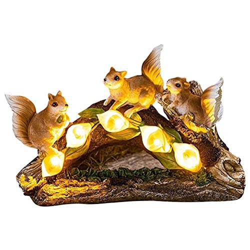 KKPLZZ Garten Eichhörnchen Solar Licht Skulpturen, Simulation Eichhörnchen Solar Harz Statue, Künstlerische Garten Figur, Garten Dekoration Statue für Patio Lawn Yard Veranda von KKPLZZ