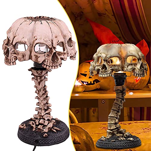 KKPLZZ Halloween Dekoration Tischlampe, kreatives Harz Skelett Nachttischlampe, LED Retro Horror Nachttisch Schreibtischlampe, Halloween Tischlampe Dekoration Schlafzimmer von KKPLZZ