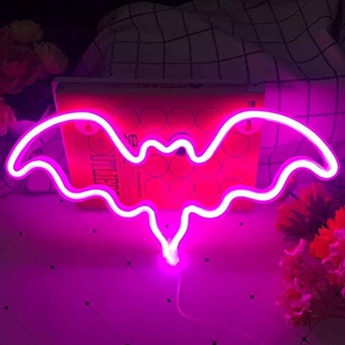 KKPLZZ Halloween-Neonschilder, LED-Fledermaus-Neonlichter, USB-/batteriebetriebenes Neonlicht-Schild, Wandkunst, Dekoration, Halloween-Umgebungslicht für Zuhause, Wohnzimmer, Bar, Party-Dekorationen von KKPLZZ