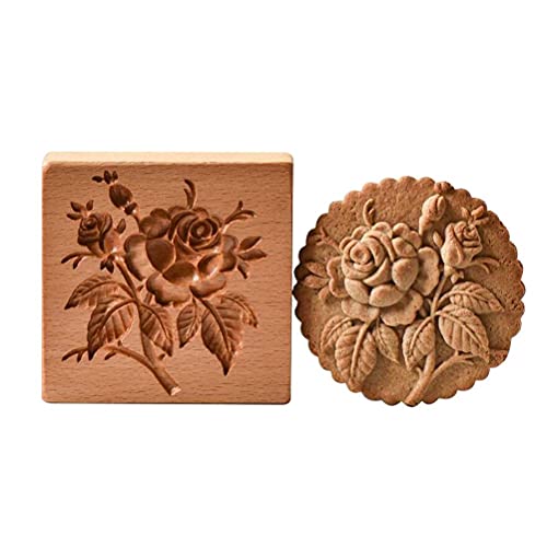 KKPLZZ Holz-Plätzchen-Backform, Ausstecher Prägeform Lebkuchen-Plätzchenform Rose Ausstecher Holz-Plätzchenformen für DIY Pralinen Bonbons Süßigkeiten von KKPLZZ