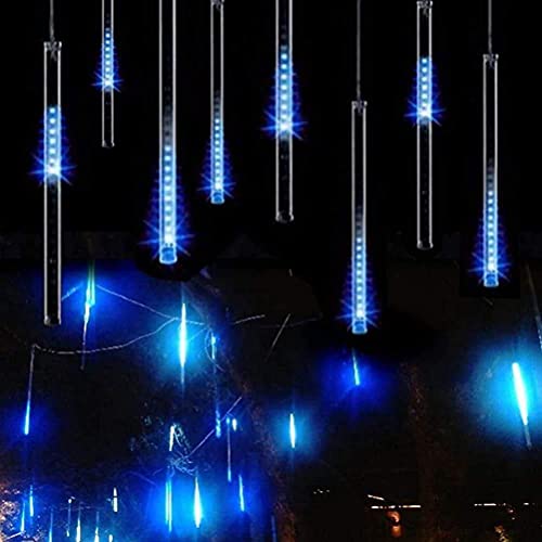 KKPLZZ LED Meteorschauer Lichter, Weihnachten Outdoor Dekoration Regentropfen Lichter 8 Röhren 144 LEDs Eiszapfen Schnee fallende Lichter für Weihnachten Halloween Party Hofdekoration von KKPLZZ