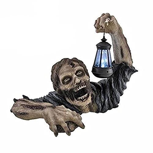 KKPLZZ Zombie Garten Statue mit Led Laterne, Horror Zombies kriechen aus dem Grab, Harz Zombies GNOME Skulptur für Halloween Spukhaus Dekoration von KKPLZZ