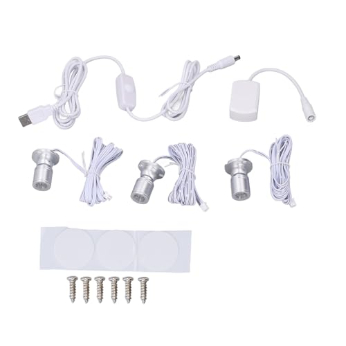 Mini-LED-Spot-Leuchten, 5 V, USB-Schaufenster-Display-Leuchte, 1 Bis 3 Dimmbare Kleine Schrankleuchte für die Schmucksammlung (Natürliches Licht) von KKPLZZ