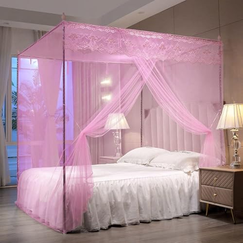 KKPW Canopy Bed Mosquito Net Holder Four Corner Bed Frame, Stainless Steel Mosquito Net Frame Canopy Frame(22mm Dicke Halterung, 120x200CM) von KKPW