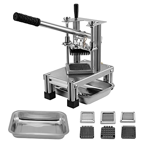 KKTECT Kommerziell French Fry Cutter mit 3 Ersatzklingen, 1/2'',1/4" und 3/8" Klinge Einfacher Würfelhacker Zitrone Kartoffelschneider für Pommes Frites mit verlängertem Griff von KKTECT