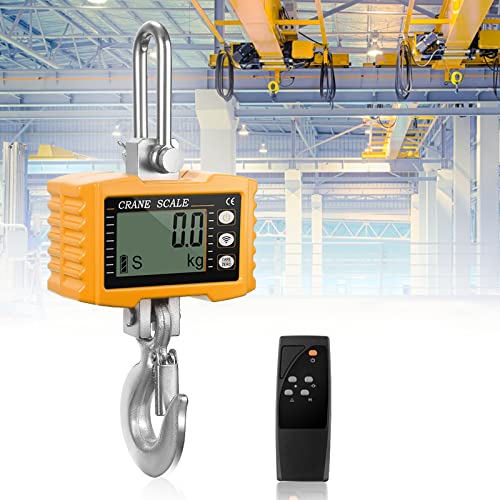KKTECT Kranwaage 1000kg/2000 lb Industrielle Hängewaage Hochleistungs wiederaufladbare Super Clear Digital Crane Scale mit Fernbedienung 1T hochpräzise elektronische Hängende Waage von KKTECT