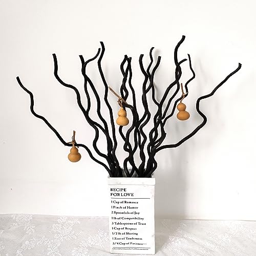 KKTHDM Getrocknete Weidenzweige Weiden Vasen Füller Gelockte Weidenzweige Äste Dekoration Stöcke Zweige Natürlicher Lockiger Weidenzweig für Vasen Zweige Deko Weihnachten Hochzeit (schwarz) von KKTHDM