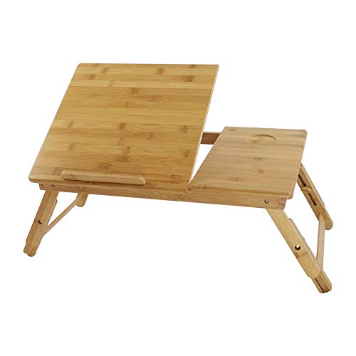 KKTONER Laptoptisch Laptopständer höhenverstellbar Bed Tablett 55x35cm faltbar aus Bambus von KKTONER