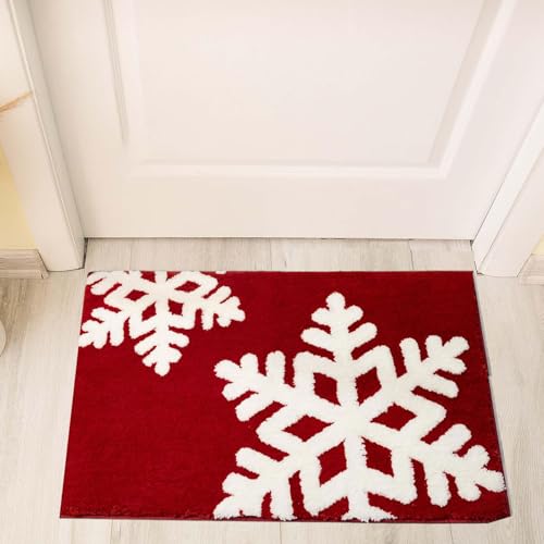 KKTONGXI weihnachtsdeko innen-Weihnachts-Schneeflocken-Fußmatte schmutzfangmatte waschbar fussmatte aussen innen Teppich Weihnachten deko von KKTONGXI