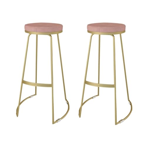 KKTX 2 Barhocker Im Metall Küchenfrühstückstuhl Counters Bars Hocker Mit Sitzkissen Gepolsterte Höhe 65/75 cm Für Bistro PubPink,75cm von KKTX