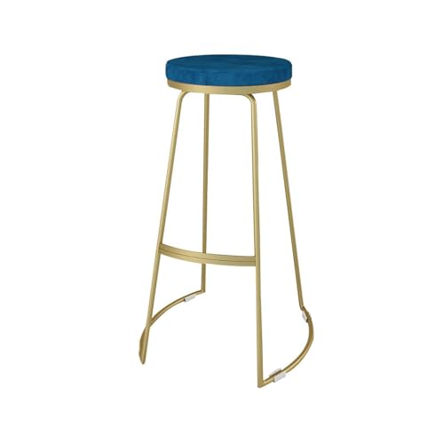 KKTX 65 cm Hoher Stuhlhocker in Vergoldeten Metallbeinen Mit Flanellstoff Aus Flam Modern Dining Pubs Mit Pubs Mit Fußstütze GepolstertBlue,65cm von KKTX