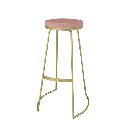 KKTX 65 cm Hoher Stuhlhocker in Vergoldeten Metallbeinen Mit Flanellstoff Aus Flam Modern Dining Pubs Mit Pubs Mit Fußstütze GepolstertPink,75cm von KKTX