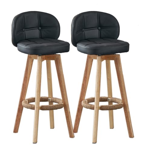 KKTX Drehbarer Barhocker, 2er-Set, moderner Empfangsstuhl, Küchenstuhl, Rahmen in Naturholzfarbe mit Holzbeinen für Bar, Zuhause, Büro, CaféBlack,63cm KKTX Drehbarer Barhocker, 2er-Set, moderner Empfangsstuhl, Küchenstuhl, Rahmen in Naturholzfarbe mit Holzbeinen für Bar, Zuhause, Büro, CaféBlack,63cm von KKTX
