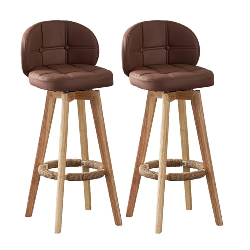KKTX Drehbarer Barhocker, 2er-Set, moderner Empfangsstuhl, Küchenstuhl, Rahmen in Naturholzfarbe mit Holzbeinen für Bar, Zuhause, Büro, CaféBrown,63cm KKTX Drehbarer Barhocker, 2er-Set, moderner Empfangsstuhl, Küchenstuhl, Rahmen in Naturholzfarbe mit Holzbeinen für Bar, Zuhause, Büro, CaféBrown,63cm von KKTX