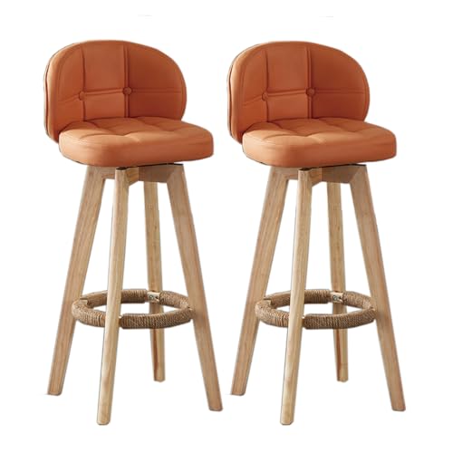 KKTX Drehbarer Barhocker, 2er-Set, moderner Empfangsstuhl, Küchenstuhl, Rahmen in Naturholzfarbe mit Holzbeinen für Bar, Zuhause, Büro, CaféOrange,73cm KKTX Drehbarer Barhocker, 2er-Set, moderner Empfangsstuhl, Küchenstuhl, Rahmen in Naturholzfarbe mit Holzbeinen für Bar, Zuhause, Büro, CaféOrange,73cm von KKTX