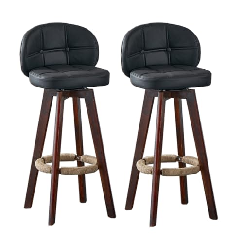 KKTX Tech -Stoffentheke -Stuhl -Polster -Barstools Set von 2 Höhenhodern für Kücheninsel, Moderne Esstühle mit RückenBlack,63cm von KKTX