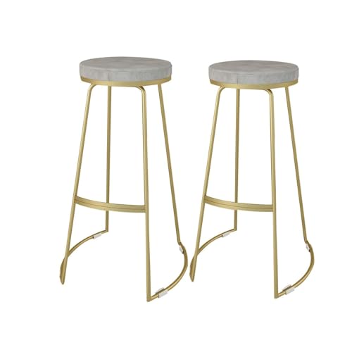 Set Mit 2 Esszimmerstühlen Aus Samt, Mit Stoff Gepolsterter Sitz, Barhocker Für Frühstücksbar, Theke, Küche Und ZuhauseGrey,65cm von KKTX