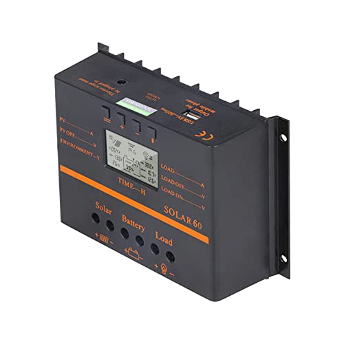 60 A PWM Solarladeregler 12 V / 24 V Selbstanpassender LCD-Solarpanel-Batterielade-Entladeregler mit 5 V USB-Ausgang Temperaturkompensation Mehrere Schutzfunktionen von KKnoon
