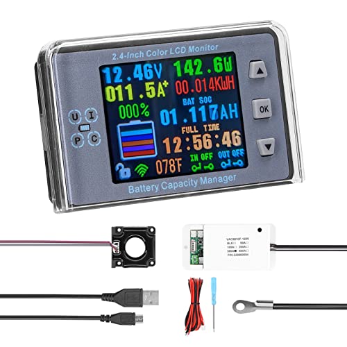 KKnoon 2,4-Zoll-Wireless-Spannungsmesser Amperemeter Voltmeter Coulometer Batterieleistungsdetektor Batteriekapazitätstester Echtzeit-Batterieüberwachung von KKnoon