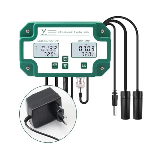KKnoon 6-in-1-Wasserqualitätstester WiFi-Multiparameter-Wasserqualitätsmonitor Digitaler pH-Wert/Gesamtmenge an gelösten Feststoffen/EC/S.G/Salz/Temp-Messgerät für Aquakultur-Schwimmbecken KKnoon 6-in-1-Wasserqualitätstester WiFi-Multiparameter-Wasserqualitätsmonitor Digitaler pH-Wert/Gesamtmenge an gelösten Feststoffen/EC/S.G/Salz/Temp-Messgerät für Aquakultur-Schwimmbecken von KKnoon