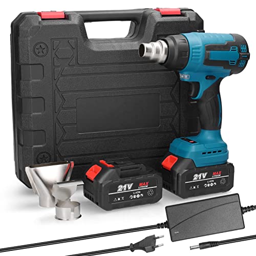 KKnoon Schnurlose Hand-Heißluft-Heizmaschine Lithium-wiederaufladbare Heizgeräte Hochtemperatur-Elektrowerkzeug mit 3 Düsen zum Schrumpfen von Schrumpfschlauch-PVC von KKnoon