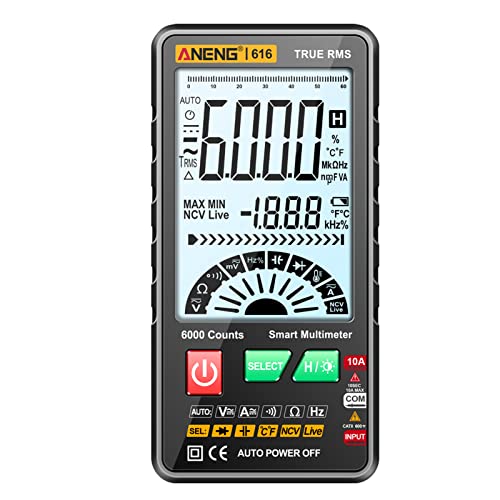 KKnoon Smart Digital Multimeter Auto Range 6.000 Counts NCV Universal Meter True RMS Handheld Multifunktionaler Tester Voltmeter Amperemeter mit Hintergrundbeleuchtung Taschenlampe AC/DC Spannung von KKnoon