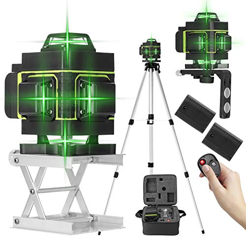 Kreuzlinienlaser, KKnoon 4x360° Linien kreuzlinienlaser mit stativ, 3000mAh*2 Batterie, 1.5m Dreistufig einstellbar Aluminium-Stativ, mit Hebebühne und Magnetische Wandhalterung Laser-Wasserwaage von KKnoon