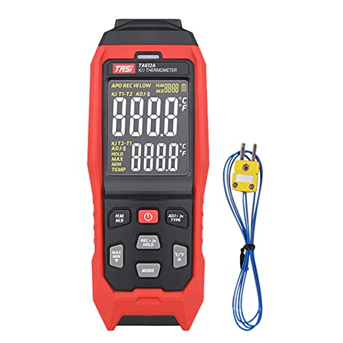 TASI TA612C Thermoelement-Thermometer Typ K/J mit 4 Kanälen -200~1372℃/ -328~2501℉ Digitales LCD-Handheld-Temperaturmessgerät 5000 Gruppen Datenspeicherung mit USB-Daten-Upload und Echtzeitmessung von KKnoon