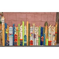 Bunte Zaun Latten, Holzlatten Mit Häuschen Und Windmühlen - Einzeln Oder Als Set Handgemachte Gartendeko Aus Holz, Vielseitig Verwendbar Bunte Zaun Latten, Holzlatten Mit Häuschen Und Windmühlen - Einzeln Oder Als Set Handgemachte Gartendeko Aus Holz, Vielseitig Verwendbar von KKreativ