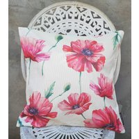 Rote Mohnblumen - Kissenbezug- Leinen Wildblumen- Größe 45x45cm- Home Decor- Geschenk von KKstudioAustralia