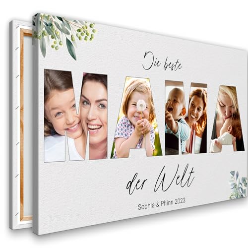KL KUNSTLAB Muttertagsgeschenk. Selbst gestaltete Foto Collage auf Leinwand für Deine Mutter. 30x20cm bis 120x80cm. Geschenk selbst gestalten. Geschenkidee. Geburtstagsgeschenk für Mama von KL KUNSTLAB