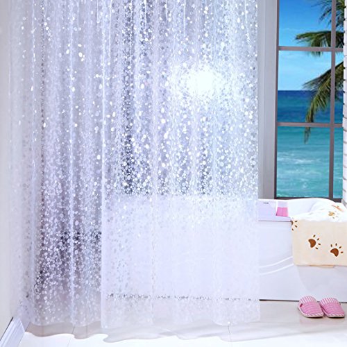 Duschvorhänge, transparent, weiß, wasserfest, schimmelfrei, 100% PEVA, transparent, Duschvorhänge mit Duschvorhanghaken, Textil, Transparent/Weiß, 120x180cm von KLAHOMA