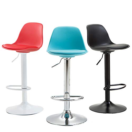 2 Stück verstellbare Barhocker Drehbar Moderne Barhocker Stühle Barhocker Barhocker Hoch Hocker PU Leder Gepolstert mit Rückenlehne für Rezeption Cafe Restaurant Bar Rot (Schwarz) von KLAJHHSSSSSSSSS