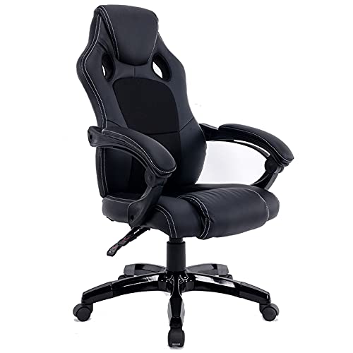 Atmungsaktive Gaming-Stühle mit hoher Rückenlehne, PU-Leder, Computer-Schreibtischstuhl mit automatisch verstellbarer Armlehne, verlängerte Kopfstütze, Heimbüro, Liege (Farbe: D) (A) von KLAJHHSSSSSSSSS