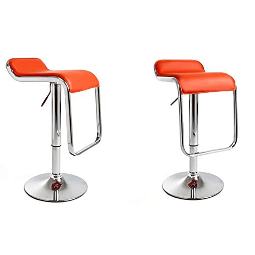 Barhocker 2er Set Verstellbar Drehbar Barhocker PU Leder Gepolstert mit Rückenlehne S-Form Barhocker Höhe Hoch Gepolstert Barhocker Rot (Orange) von KLAJHHSSSSSSSSS