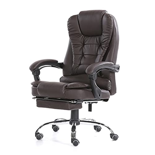 Boss Stuhl Bürodrehstuhl Computerstuhl Personal Lift Drehstuhl Haushalt Mittagspause Stuhl mit Fußstütze (Farbe: Schwarz, Größe: 6666113 cm) (Braun 66 x 66 x 113 cm) von KLAJHHSSSSSSSSS
