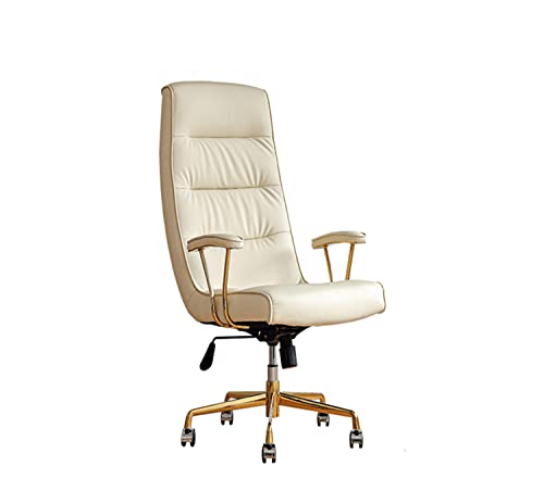 Bürostuhl, Computer-Schreibtischstuhl, Gaming, ergonomisch, hohe Rückenlehne, Lendenwirbelstütze, weiß, gepolstert, Leder, Drehstuhl von KLAJHHSSSSSSSSS