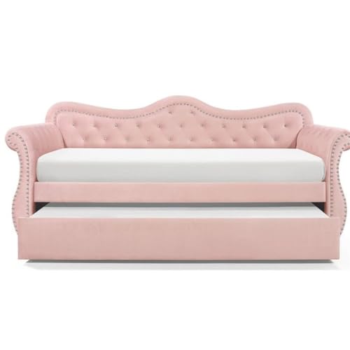 Gepolstertes Tagesbett aus Samtholz mit Ausziehbett für den Innenbereich, Wohnzimmer, Schlafzimmer von KLAJHHSSSSSSSSS