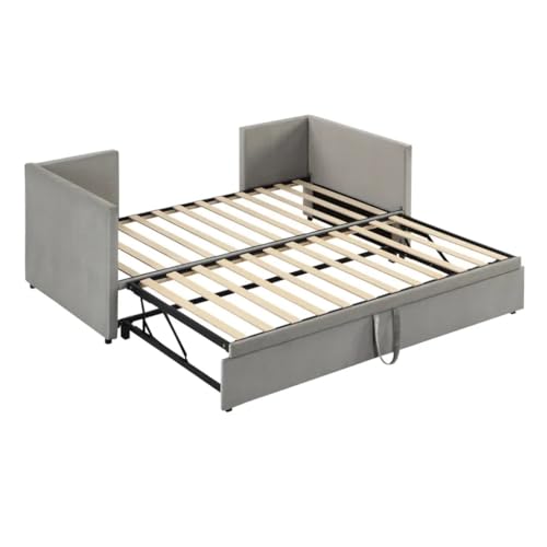 Graues gepolstertes Tagesbett, Schlafsofa mit ausziehbarem Ausziehbett, für Wohnzimmermöbel im Innenbereich von KLAJHHSSSSSSSSS