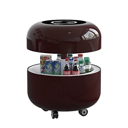 Klappbarer großer Smart Home Kaffee Milch Bier Weinglas Platte Hoch Rund Oudoor Balkon Klappbar Bar Tisch und Stühle Kaffee (Farbe: Rot) (Kaffee) von KLAJHHSSSSSSSSS
