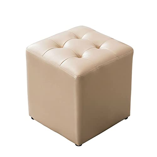 Lederhocker im europäischen Stil Leder-Pier-Sofahocker Wohnzimmer Couchtisch Niedrige quadratische Hocker Haushaltssitz Piers für Schuhersatzhocker (Farbe: Blau) (Weiß) von KLAJHHSSSSSSSSS