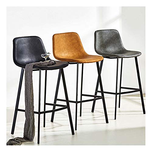 Moderner Barhocker mit PU-Leder und Rückenlehne, Nordeuropa, weiche Tasche, einfache Barhöhe, hohe Hocker, Milch, Tee, Café, leicht, Luxus-Haushaltssitzhöhe C 75 cm (A 65 cm) von KLAJHHSSSSSSSSS