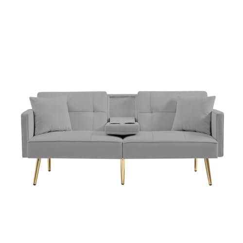Multifunktionales Doppel-Klappsofa für Büro mit Couchtisch Grau Samt Schlafsofa von KLAJHHSSSSSSSSS