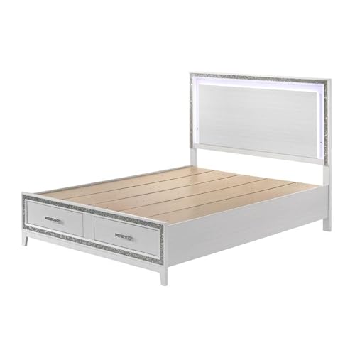 Queensize-Bett mit Stauraum LED und weißem Finish Queensize-Bett mit Stauraum LED und weißem Finish von KLAJHHSSSSSSSSS