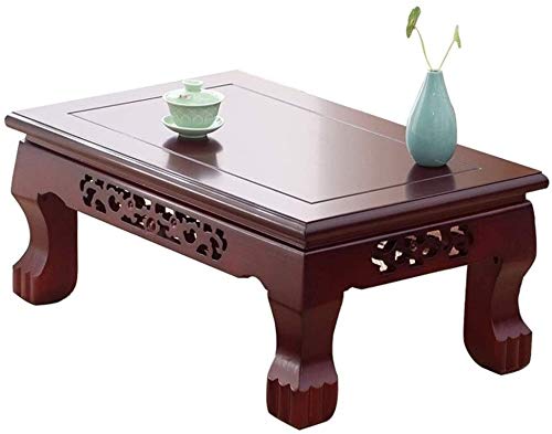 Rustikaler Couchtisch aus Massivholz, Holzoptik, Haushaltsrahmen, japanischer Erkerfenstertisch, einfacher kleiner Tisch, Kombinationsfensterbank, Tisch, Bodentisch, niedriger Tisch (Braun, 80 x 50 x von KLAJHHSSSSSSSSS